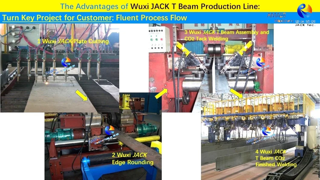 T Beam Production Line Edge Rounding Trimming Assembly Welding Straightening Fabrication Machine